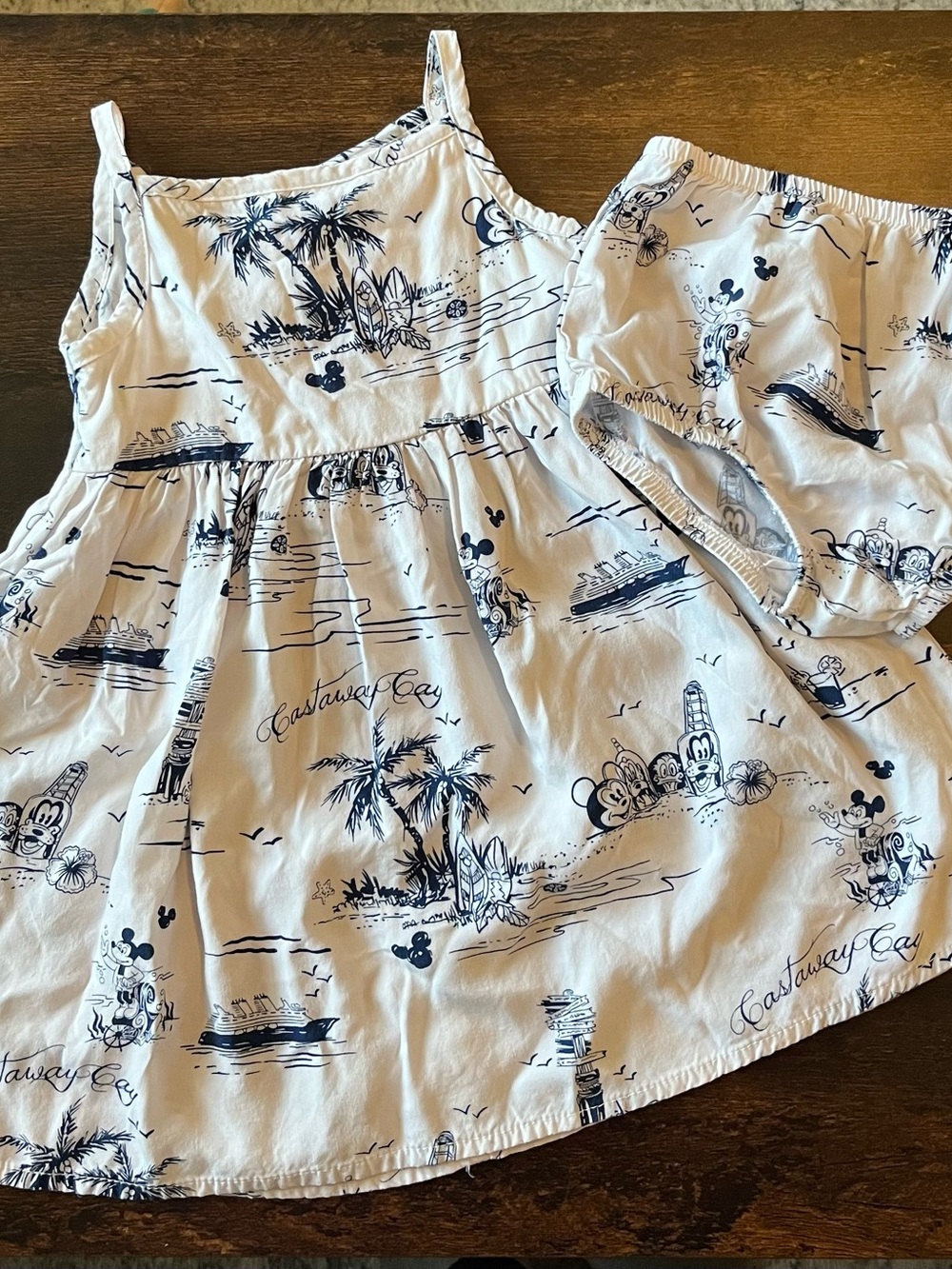 Disney Cruise Line Castaway Cay Girls Sundress Bloomer Set 18 Months